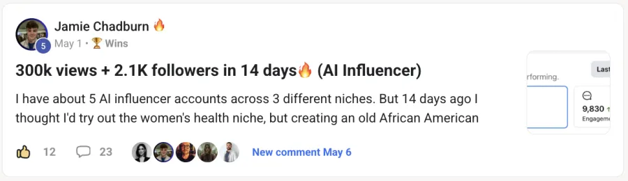 Member win posted inside the community