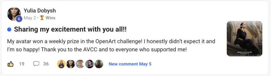 Member win posted inside the community